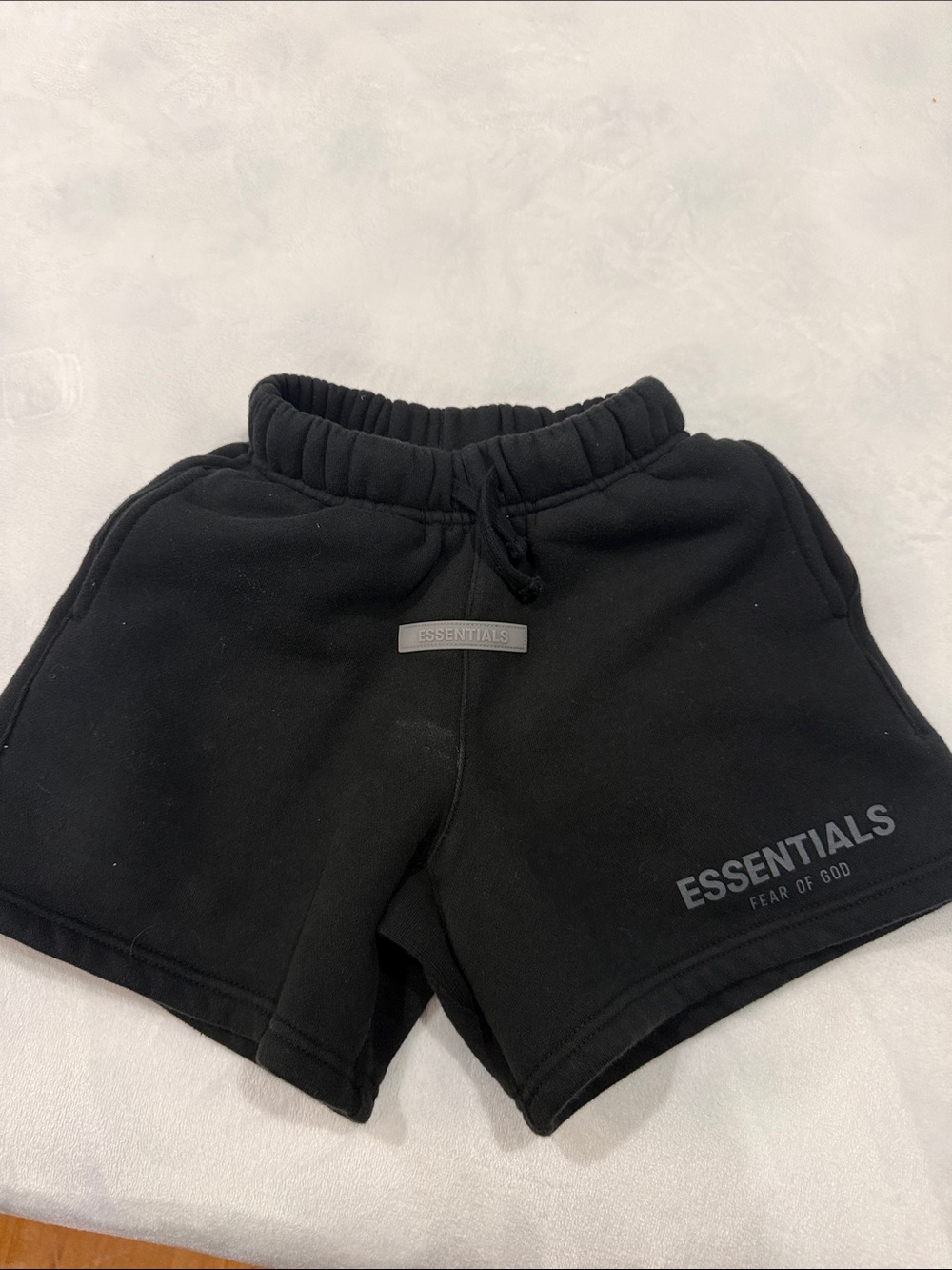 Essentials Kids Black Fleece Shorts with Logo